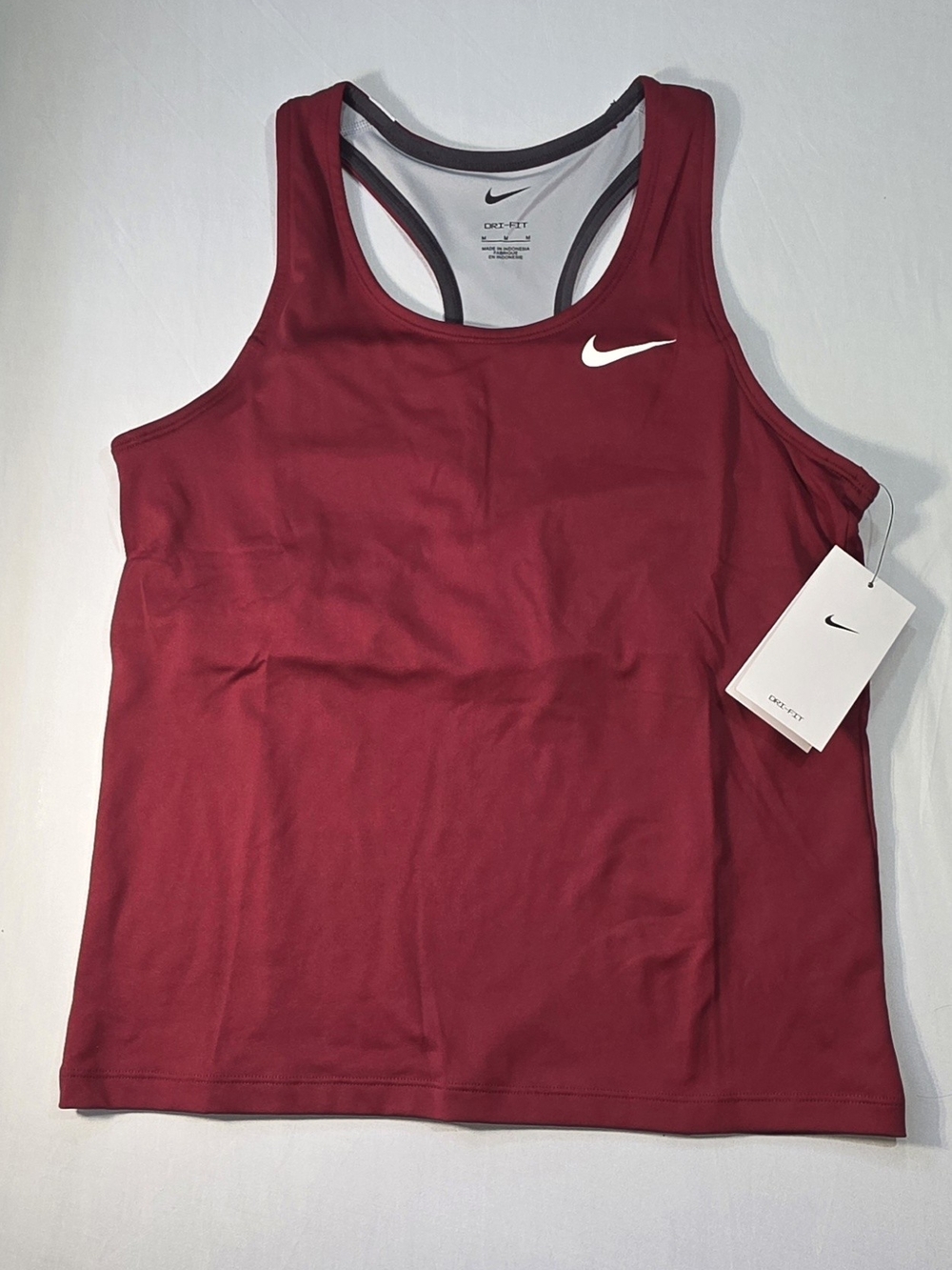 Nike Dri-FIT Maroon Racerback Tank with White Swoosh #0008